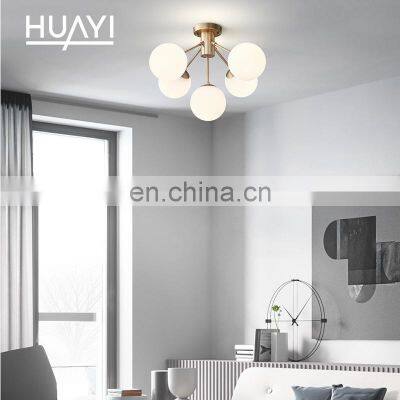HUAYI Nordic Simple Luxury Modern Indoor Hotel Living Room Glass Ball E27 Hanging Pendant Lights Chandelier