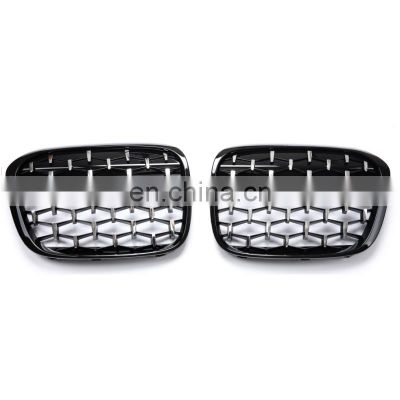 Car silver black Front Grill Bumper Grille Diamond Kidney Racing Grilles For BMW X1 F48 F49 2016-2019