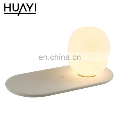 HUAYI Simple Style Wireless Charging White Color 10w Indoor Bedroom Office Room Modern Decoration Led Table Lamp