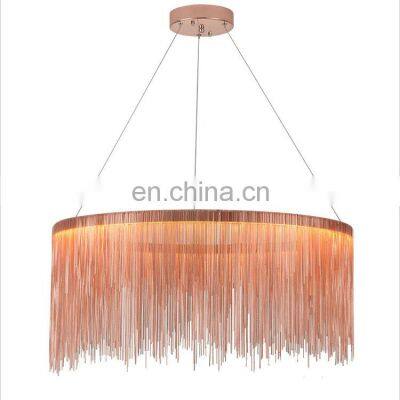 Modern Led Hanging Light Indoor Home Round Circle Chandelier Decor Tassels LED Pendant Lights For Living Room Dinning Room Lobby