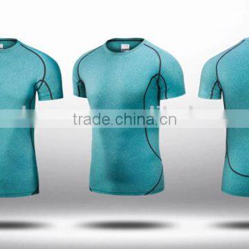 Mens Dark Blue short Sleeve Shirts Cool Dry Compression Wear