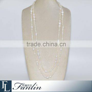 Latest model fashion long chain pearl necklace