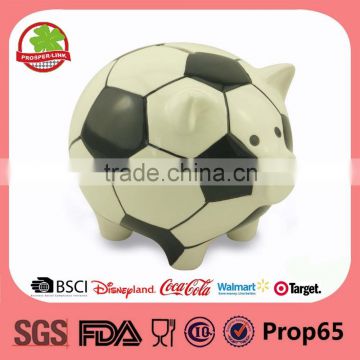 Ceramic wholesale piggy bank shape football design