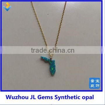 Factory New Coliforina Shape Opal Stone Green Color With Silver Chain Neckalce.
