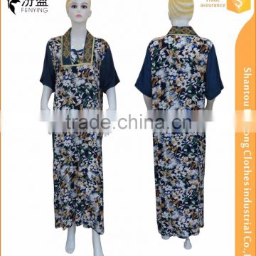 100% rayon simple styling traditional print muslim abaya with embroidery