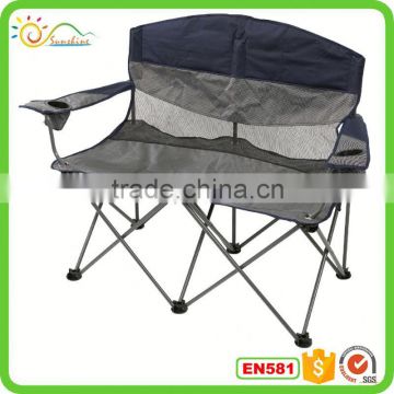 Fashion double seat folding aluminium beach chair for two persons strong folding double chairs