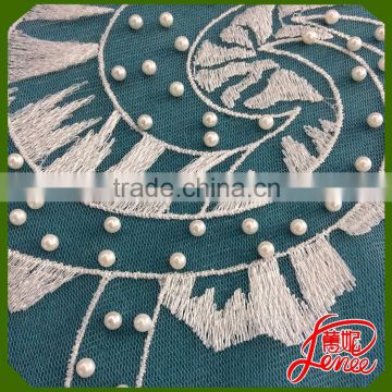 Pearl and Beads Decoration Mesh Embroidery Fabric For Dress