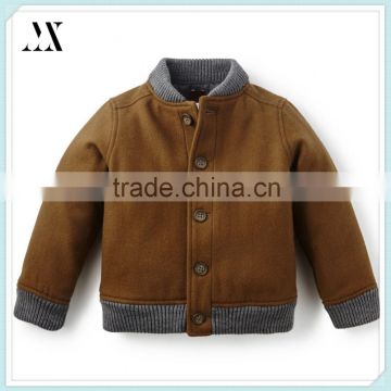 Children Clothes Quilted Interior Lining Jackets Ribbed Cuffs Boys Winter Wool Bomber Jacket