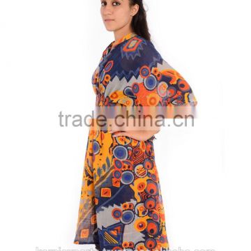 Polka dot printed girls wear ponchos dress / 100% new design casual wear & beachwear dress
