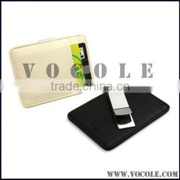 Silver bar money clips with leather card holder for men