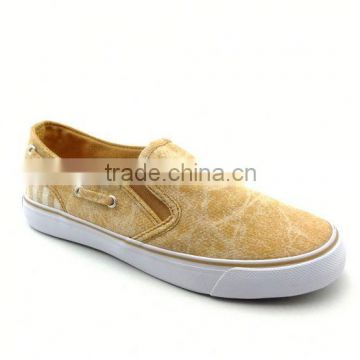 China Latest 2016 Pretty Yellow Washed Effect Canvas Plimsolls, Vulcanized Shoes