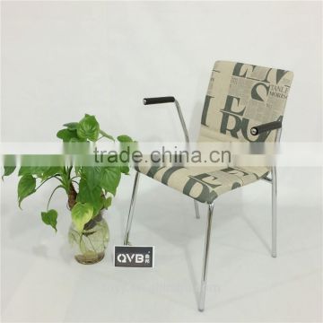 TDC-170-4 QVB JIANDE TONGDA BENTWOOD FABRIC SEAT stackable METAL CHROME PLATED ARMREST OFFICE CHAIR