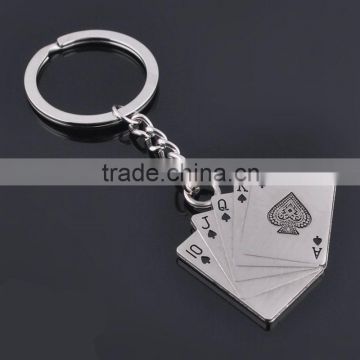 Creative Keychain Design Poker Card Charm Circle Ring Fashion Keyring Decoration Key Holders