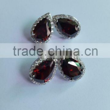 Bridal earring Ruby Red cubic zirconia stud earrings