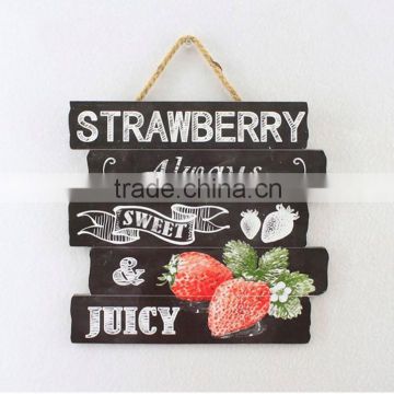 Easter Wooden hanging ornaments with drawing strawberry billboard hanger on door