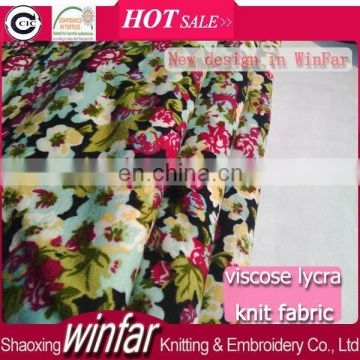 Winfar Textile Wholesale Knitting Flower Printed 32s Ring Spun Rayon Spandex Fabric Viscose