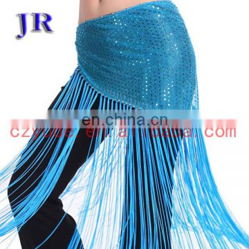 Egyptian multy colors shiny fabric fringe tassel belly dance hip scarf Y-2013#