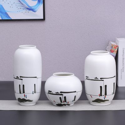 Hand Painted White Baseball Campus Large Combined Type Ceramic Vase Modern Simple Decoration