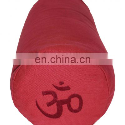 Indian made ohm embroidered private label yoga practice bolster cushion