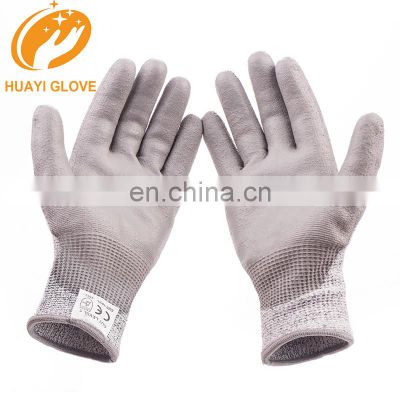 EN388 4X42B 13 gauge pu palm coated resistant cut proof gloves
