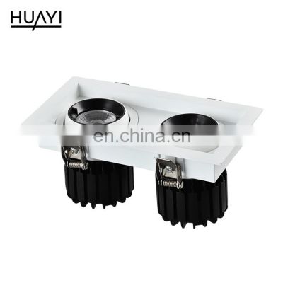 HUAYI New Design Aluminum Two Head 220v Cob 2*12w 2*20w 2*30w Indoor Market Ceiling Recessed Led Spot Lamp