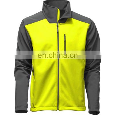 Wholesale OEM new arrival  supply custom jacket for men Fluorescent yellow outdoor running jacket Hi vis softshell jacket