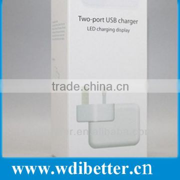 Dual USB AC Wall Charger 2 USB Ports Adapter US EU UK Plug Wall Charger Power Adapter For Ipad 2 3 4 Iphone 4 4s 5 Ipod Touch Wh