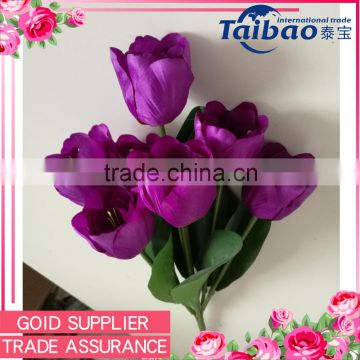 Artificial floral arrangements usage 7 heads beautiful purple fake tulips bouquet