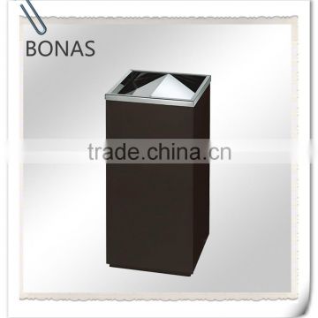 Open top stainless steel pedal trash can with swing lid