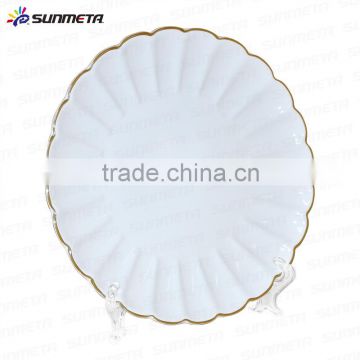 China Manufactory subimation rim golden wavy plate w