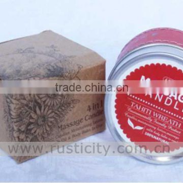 Luxury sory massage candle in metal container
