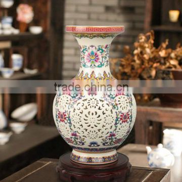 Jingdezhen ceramic hollow pastel home decoration flower Vase