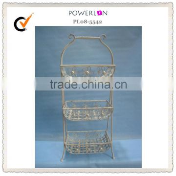3-Tier Wrought Iron Basket Fruit Vegetable For Sundry Counter Holder Container