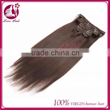 2015 wholesale 18" silk straight hair 100% Brazilian virgin hair clip-in hair extension,accept escrow