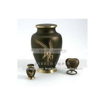 Aria Wheat Ensemble 10" Solid Brass Cremation Urn