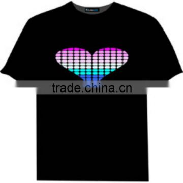customerized el flashing t shirt in heart design
