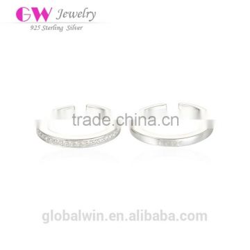 Fine Jewelry Fashion European Design Sterling Silver CZ Couple Open Rings