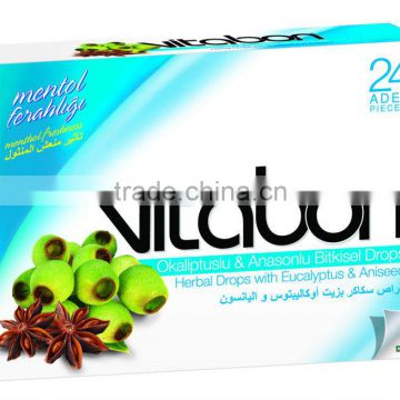 VitaBon Cough Drops with Eucalyptus and Aniseed Extract Hard Perfect Import Candy ...