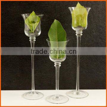 New design clear tall glass candle holders