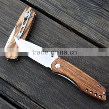 High quality zebra wood handle knife, multi function outdoor knife
