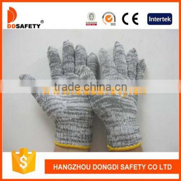 DDSAFETY 2017 7 Gauge Black And Grey Mixed Cotton Polyester String Knitted Working Gloves Safety Gloves