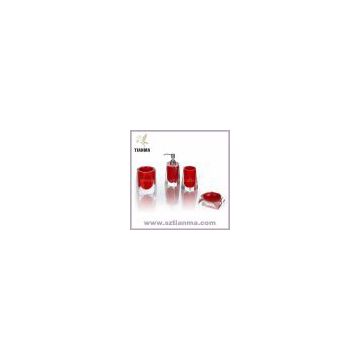 Resin Red Bathroom Sets For Hotel Bathroom Products 5 piece per set