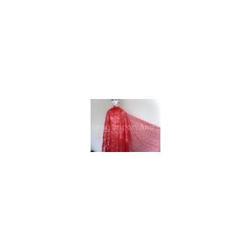 Red Handcut Guipure Lace Fabric Organza For Ladies / Girls Party