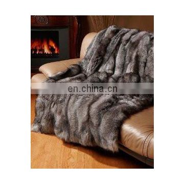 Top quality fox fur natural silver fox fur blanket