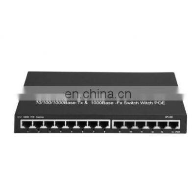 Tanghu Fiber Switch 12 Ports 10//100/1000Mbps POE With 2 Uplink 1000M Network