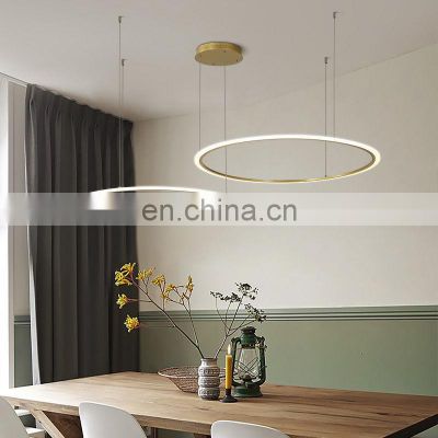 Simple Hanging Ceiling Pendant Light Circle Ring Chandelier Gold Luxury Modern Led Pendant Lamp For Living Room