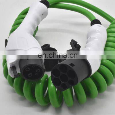 Portable Model 3 16A/32A Type 1 to Type 2 Male Plug EV Charging Connectors Plugs With 1M Spring Cable