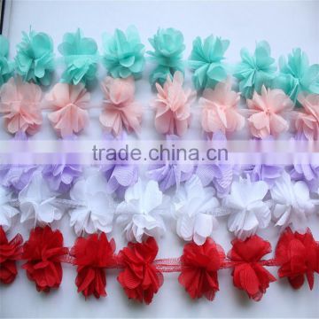 Wholesale mini petal flowers/ chiffon fabric flower/ baby hair accessories