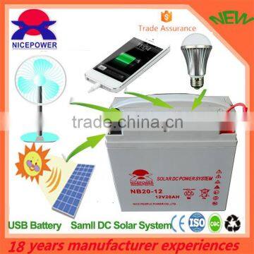 Protable field power supply 12v20ah 12v30w for solar