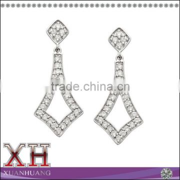 Guangzhou Wholesale Price Sterling Silver White CZ Dangle Stud Earrings